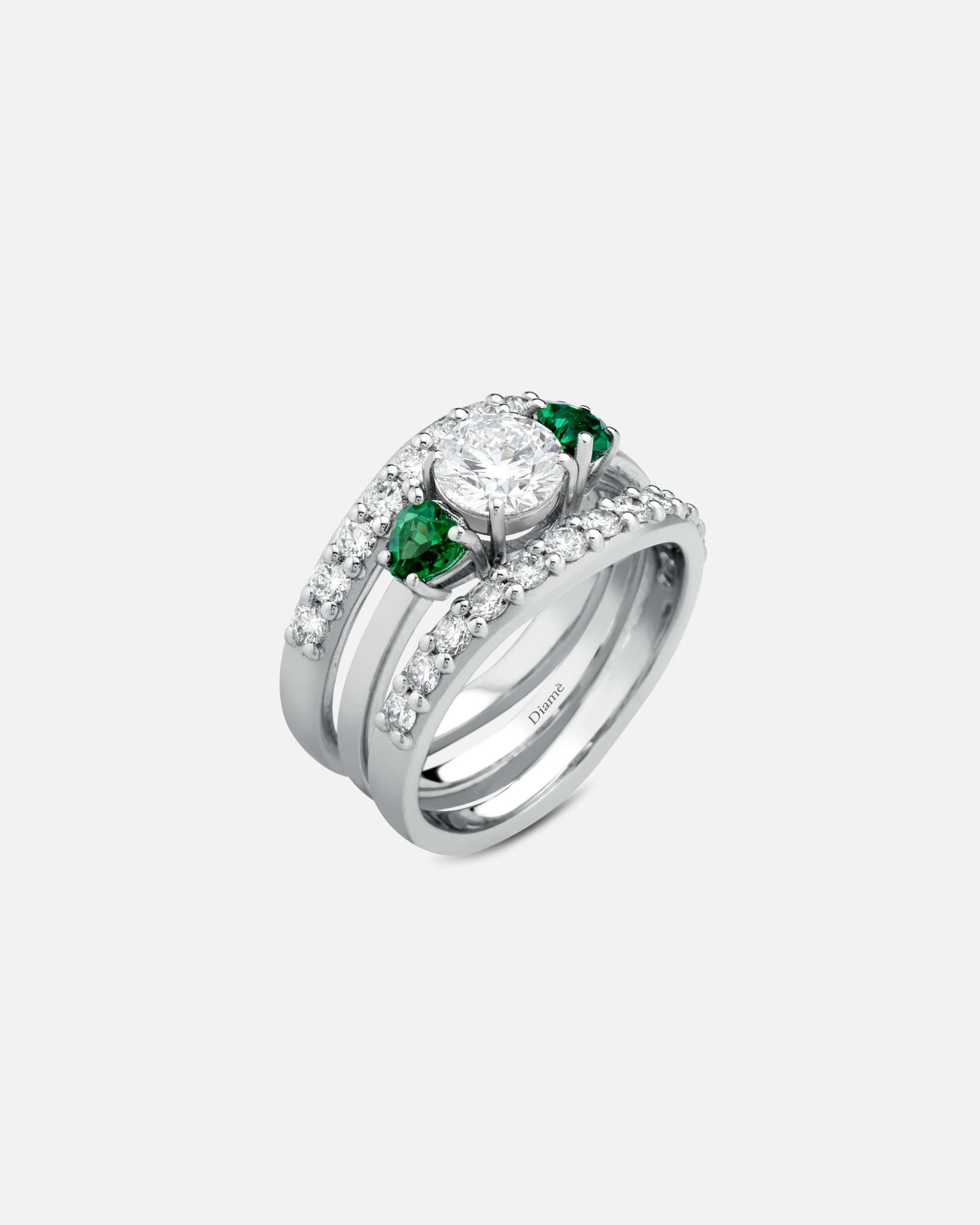 Triad of Emeralds Ring