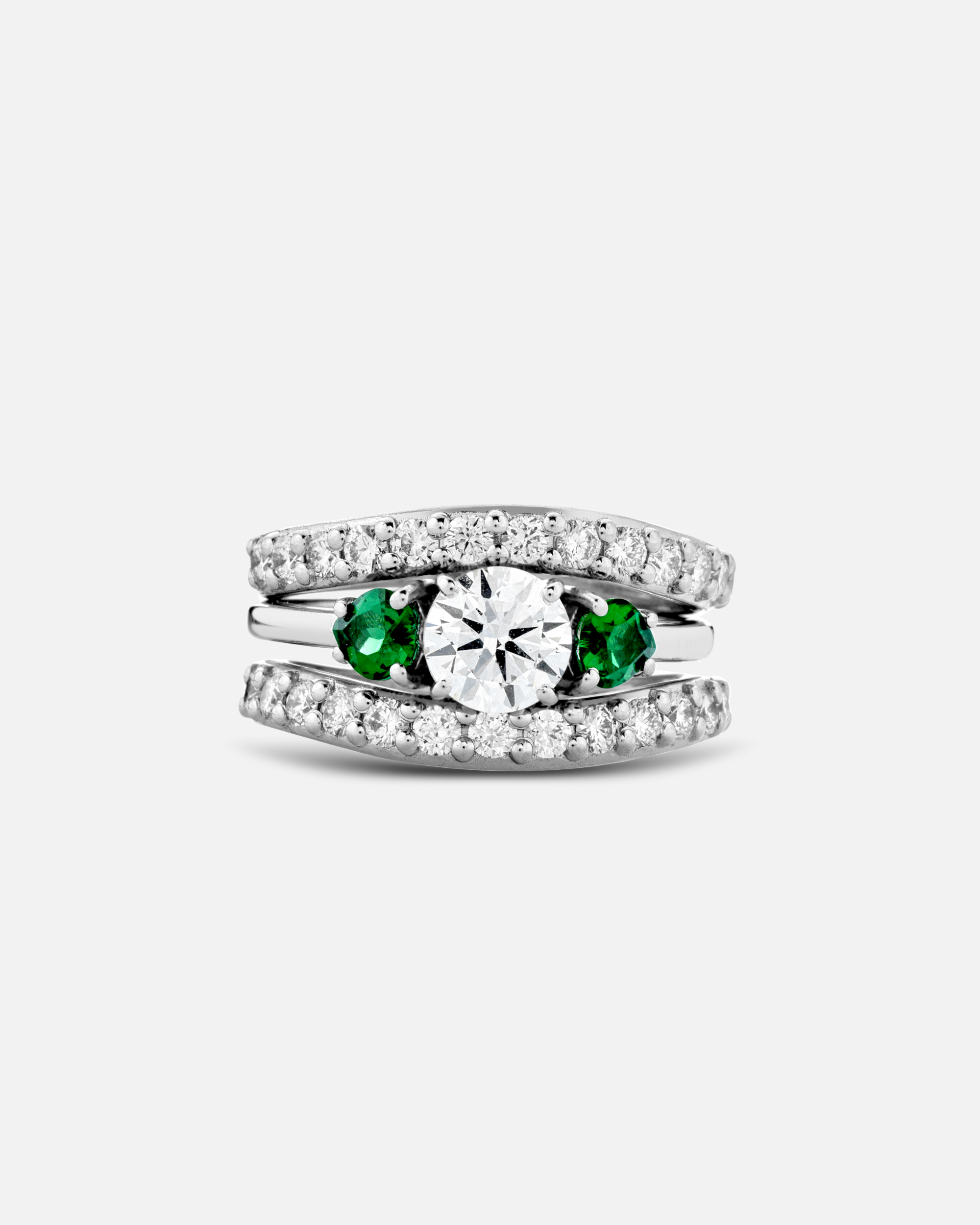 Triad of Emeralds Ring
